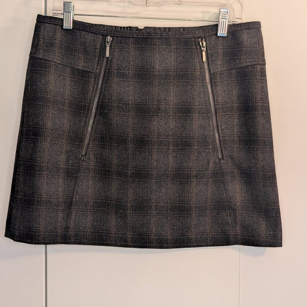 Kenar Plaid Wool Mini Skirt